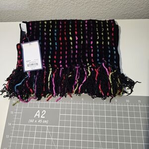 Kohl's Black Scarf with Multicolor Dots